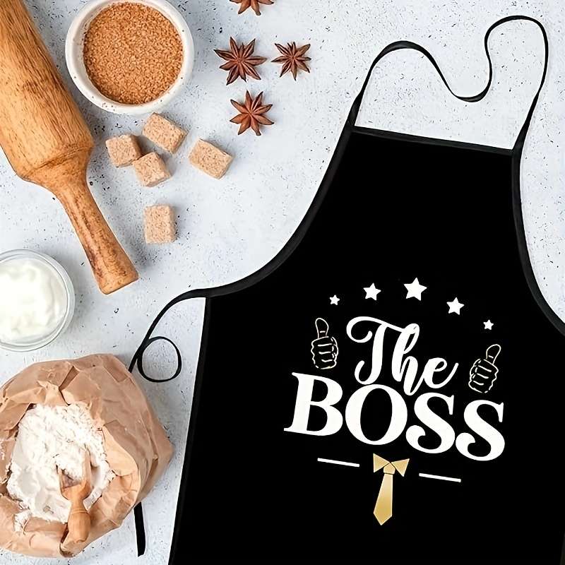 1pc Polyester Apron "The Boss" Design Woven Kitchen Cooking Apron for Men and Women Ideal fo