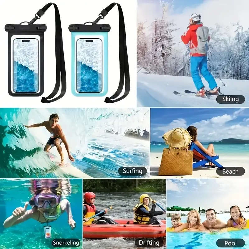 1pc Waterproof Phone Storage Bag with Neck Strap Clear PVC Dry and Wet Separation Pouch for Outdoor