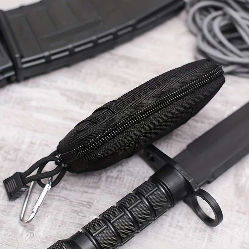 1pc Sporty Oxford Mini Waist Pouch with Clear Window Multi-Functional Coin Purse Card Holder 1 P