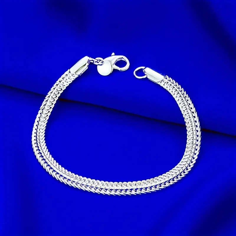 Sterling Silver Chain Bracelet For Men And Women, Fashionable And Elegant, 20cm (8 Inches) Long