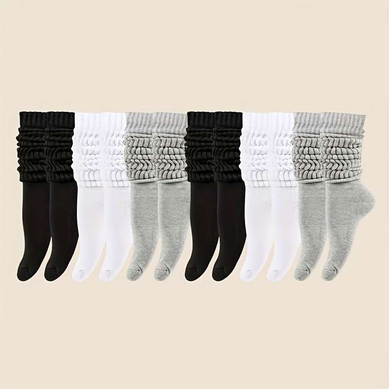 6 Pairs Of Mixed Colors One Size High Elastic Socks