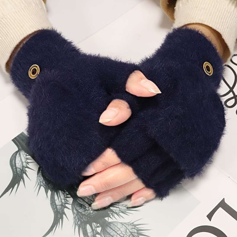1 Pair Black Warm Gloves