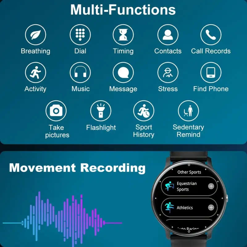 Smart Watch for Men Women 3.53cm Full Touch Screen 100+ Sports Modes Weather Music Control Voice
