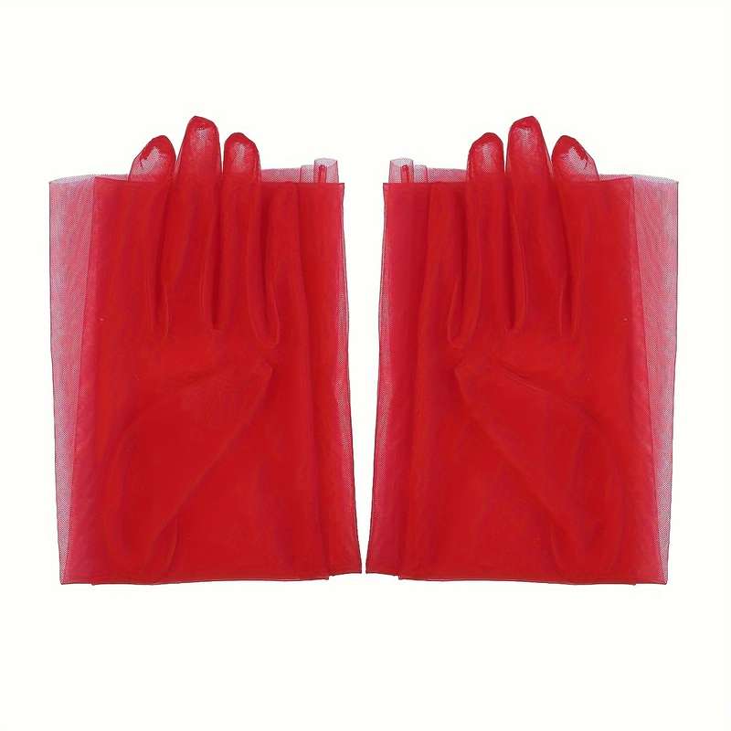 1 Pair Bright Red Evening Party Gloves
