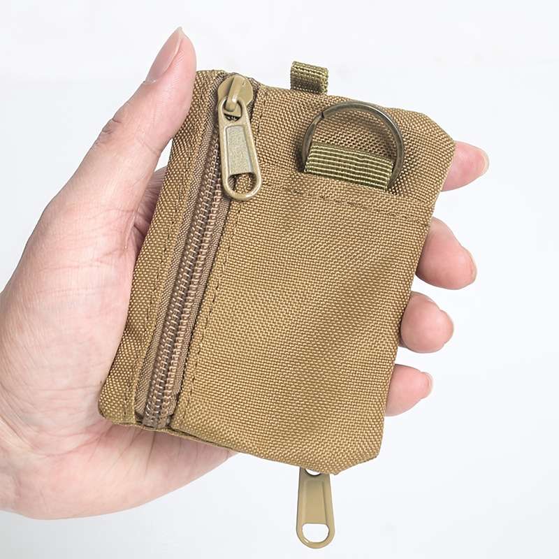 1pc Mini Coin Purse Key Pouch Casual Style Nylon Zipper Sports Storage Bag Polyester Material Sm
