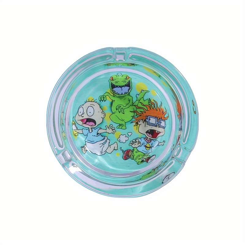1pc Charming Cartoon Flower Glass Ashtray 85mm Round Perfect for Home Use Gifts