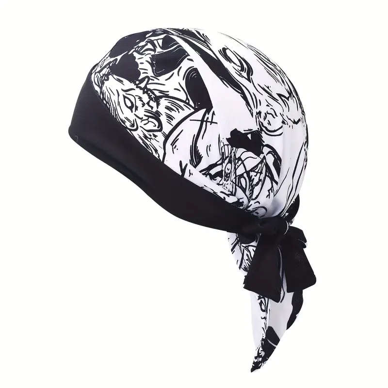 1pc Breathable Quick-Dry Black Pirate Cycling Headscarf For Professional Road And Mountain Bikers
