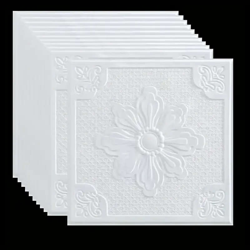 40pcs Elegant White 3D Floral and Geometric Pattern Wall Stickers