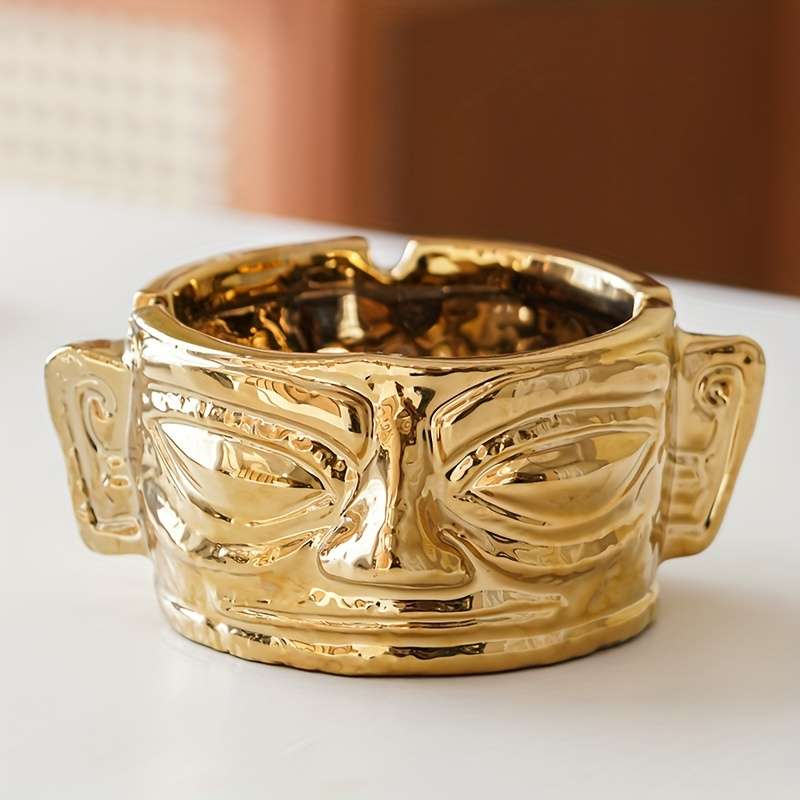 1pc Modern Ashtray for Home Living Room Lightweight Luxury Sealed Anti-ash High-end Cigarette Hold