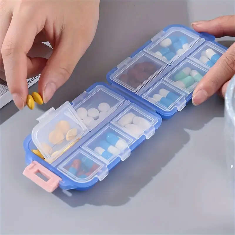 1pc Travel Pill Storage - 10-compartment Pill Box Compact and Portable Pill Box Pill Holder