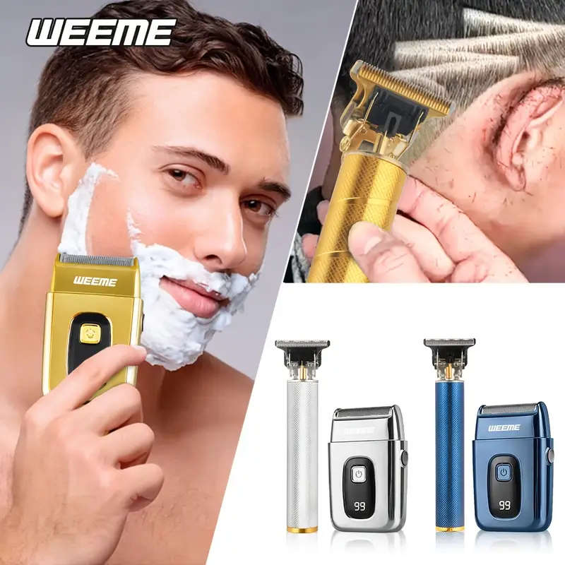 2pcs Professional Cordless Hair Cutting And Shaving Set USB Rechargeable Men'S Hair Clipper Portable