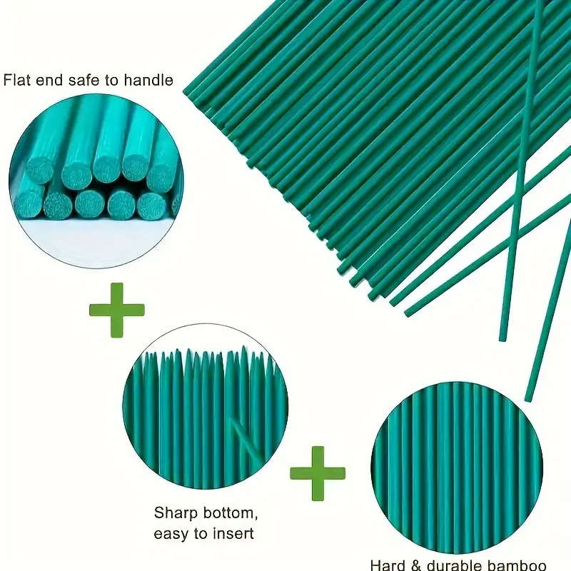 25pcs Green Bamboo Plant Stakes