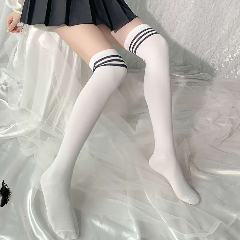 1 Pair Black Gray Wide Stripes  Socks