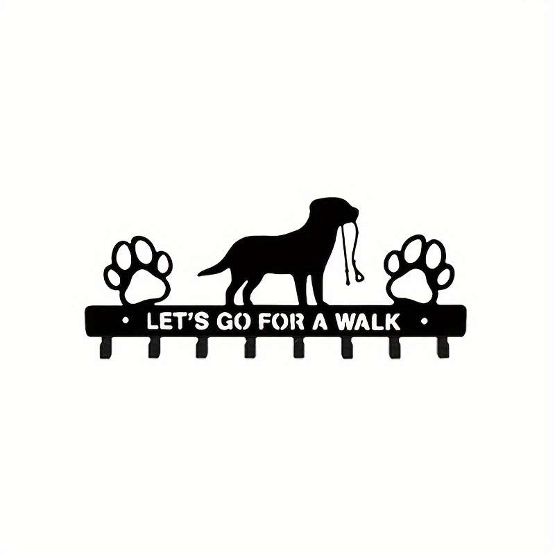 Contemporary Metal Dog Silhouette Key Hook Rack with Paw PrintsWall Mounted Key Holder for Entryw