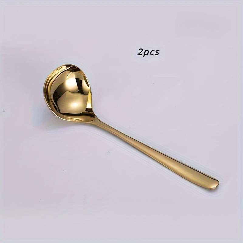 2pcs Stainless Steel Serving Spoons with Long Handles Durable Porridge Soup Hot Pot Spoons P