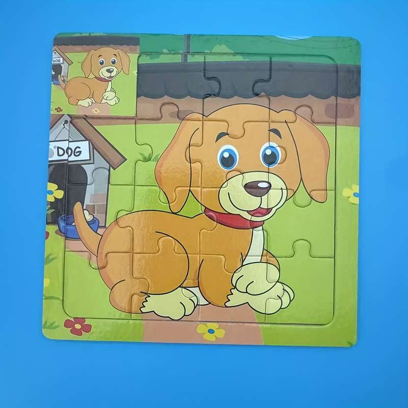1pc Wooden Dog Puzzle for Fun Animal Shape Matching Game Coordination Skill Develo