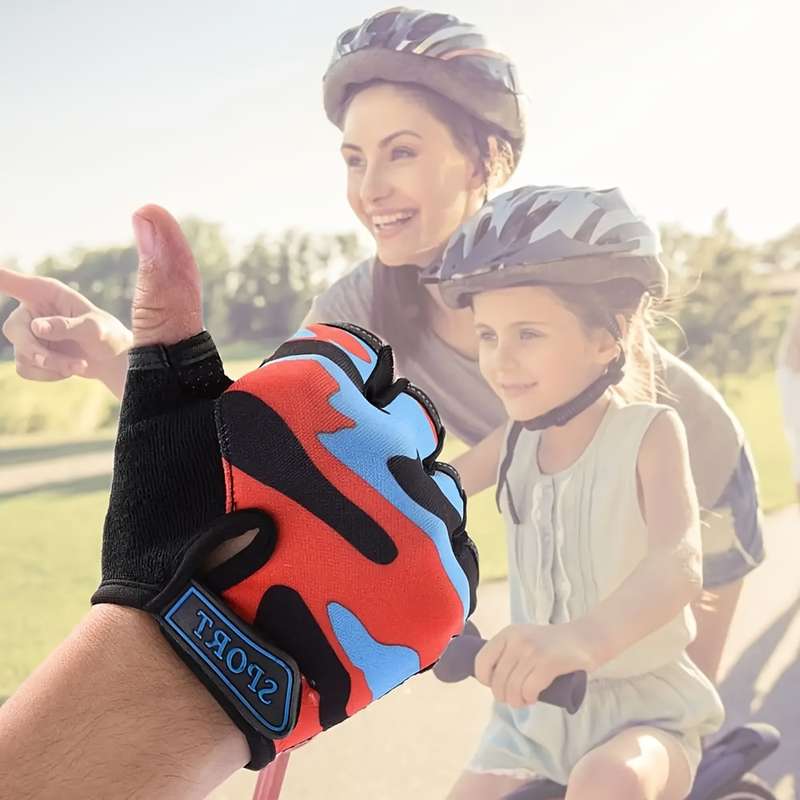 1 Pair Red Size L For 6 To 10 Years Old Outdoor Sports Gloves