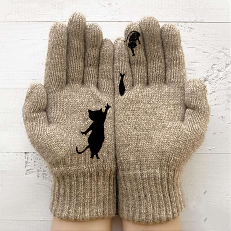 1 Pair Khaki Warm Gloves