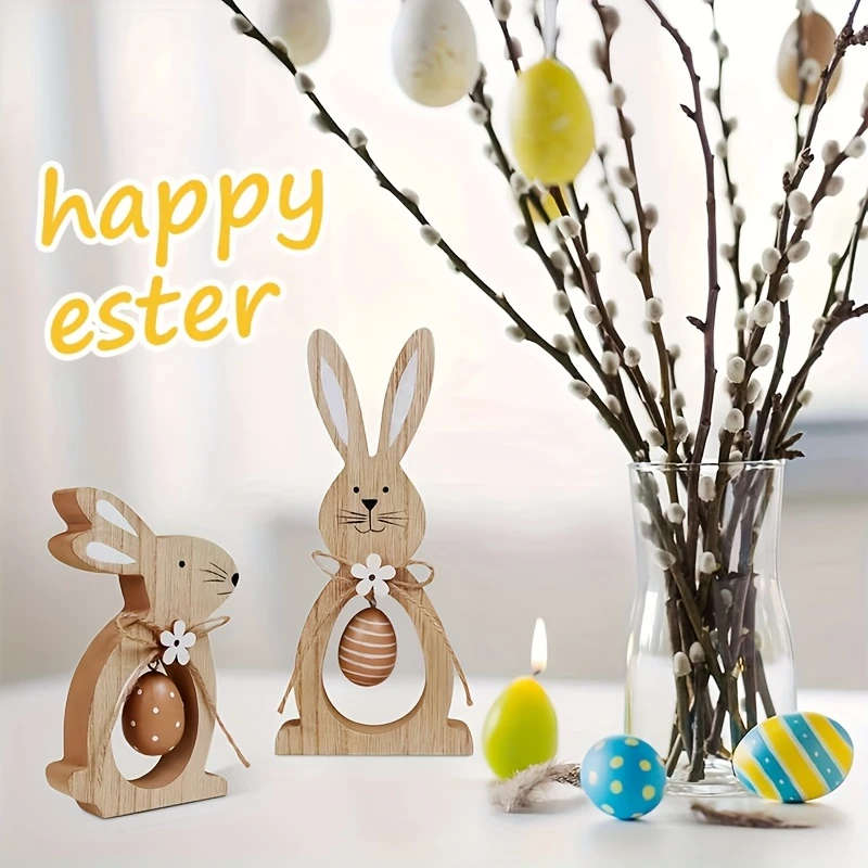 2pcs Wooden Bunny