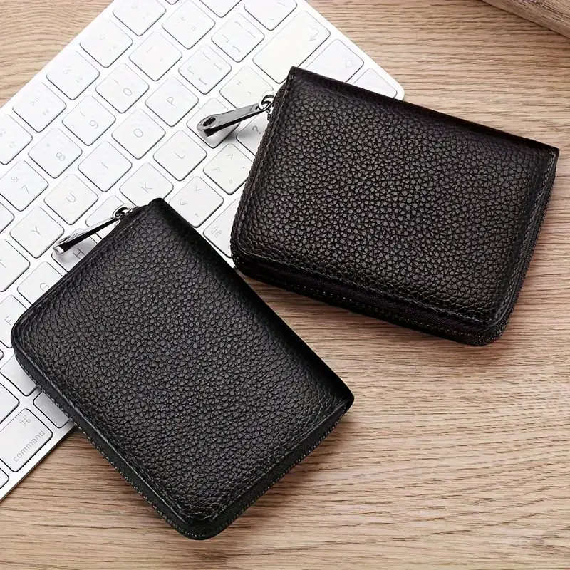 1pc Men's PU Leather Casual Card Holder Zipper Coin Purse
