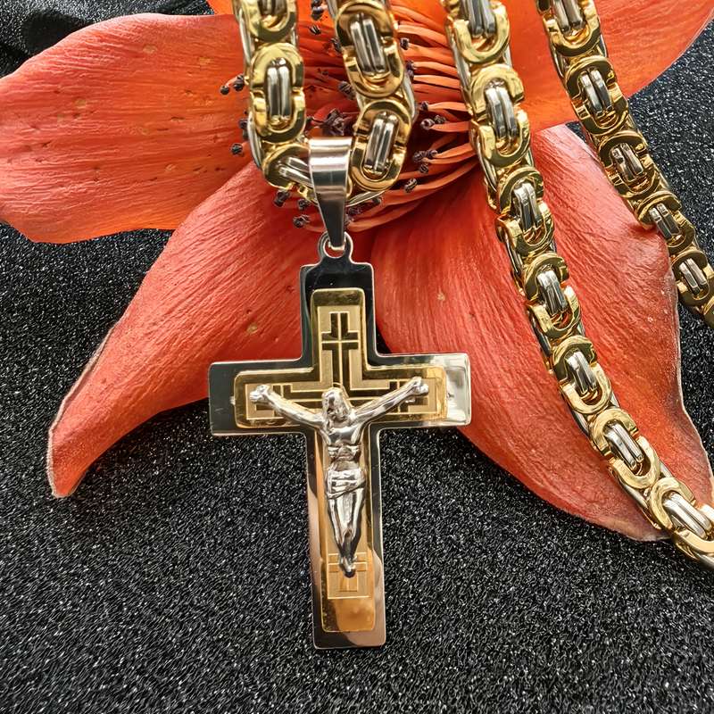 1 Piece Golden Add Silvery Jesus Theme Pendant