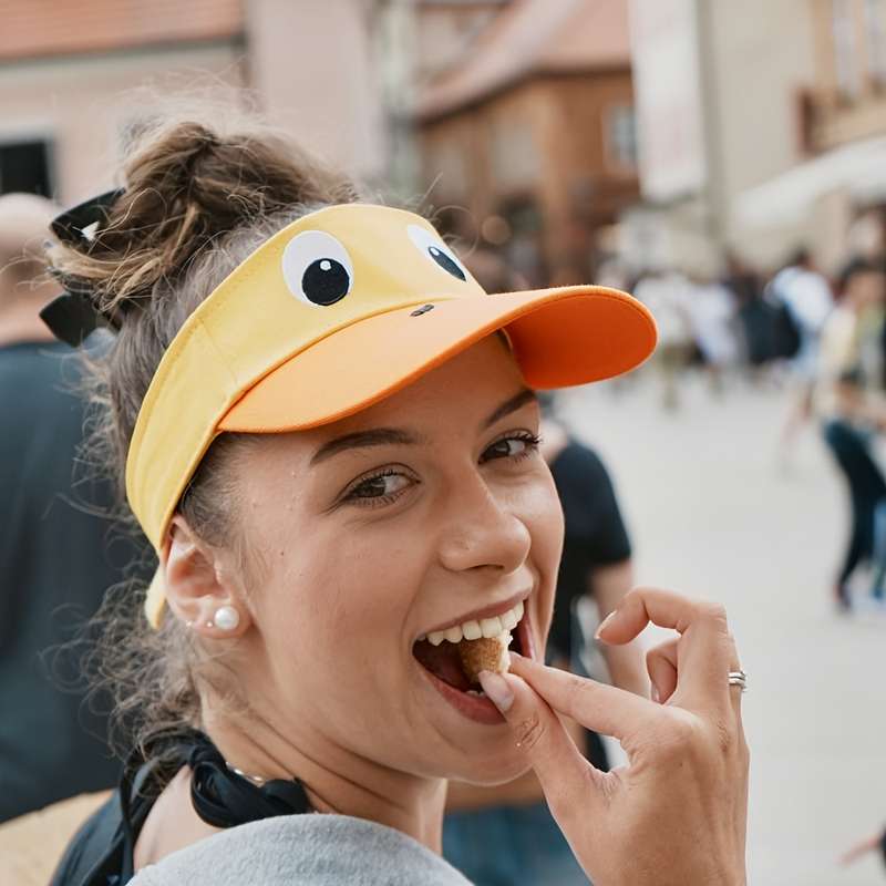1pc Cute Duck Embroidered Sun Visor Cap Adjustable Outdoor Sports Tennis Hats For Women Breathabl