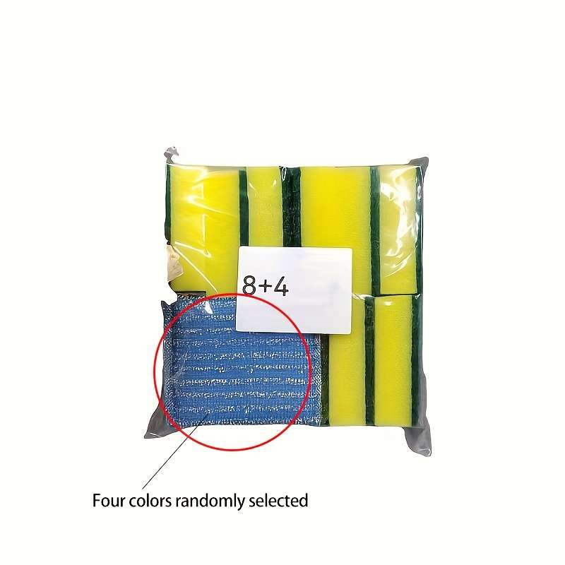12pcs set Dish Sponge Set Multifunctional Double-Sided Cleaning Sponge Pot Scrubber Scourin