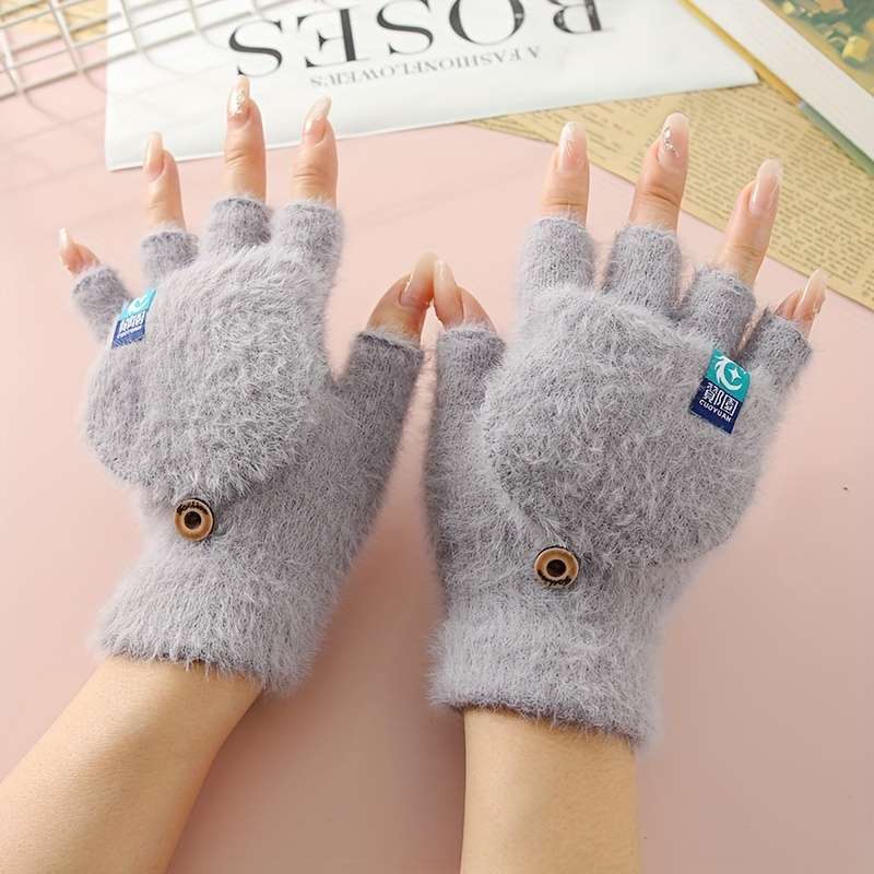 1 Pair Black Warm Gloves