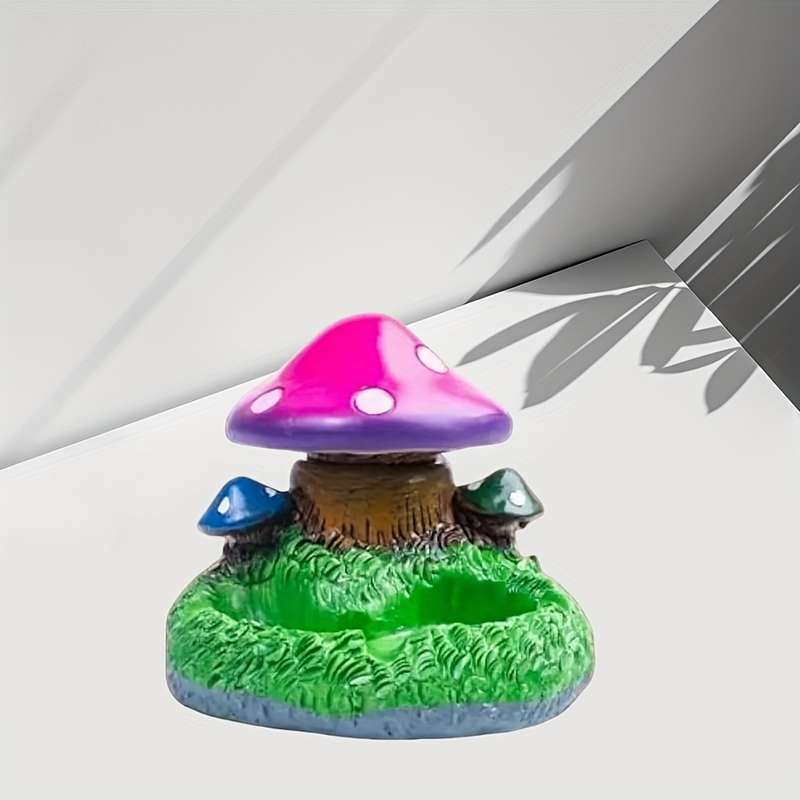 1pc Whimsical Mushroom-Shaped Resin Ashtray with Lid C Handcrafted Unique Design for Indoor Outd