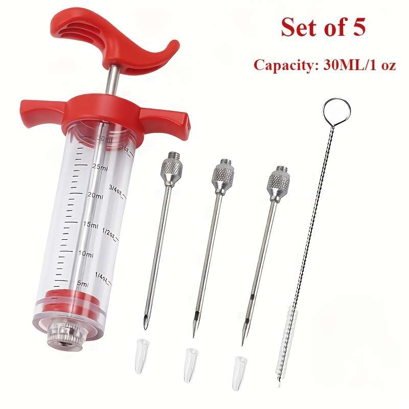 5pcs Meat Marinade Injector Set Quick Meat Marinating Tool Stainless Steel Needle Turkey Meat