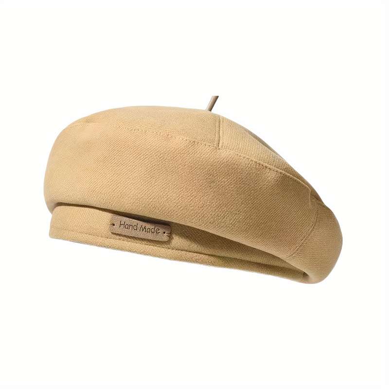 1pc Chic Black Faux Fur Beret Elegant British Style Perfect for Autumn Winter Hand Washable