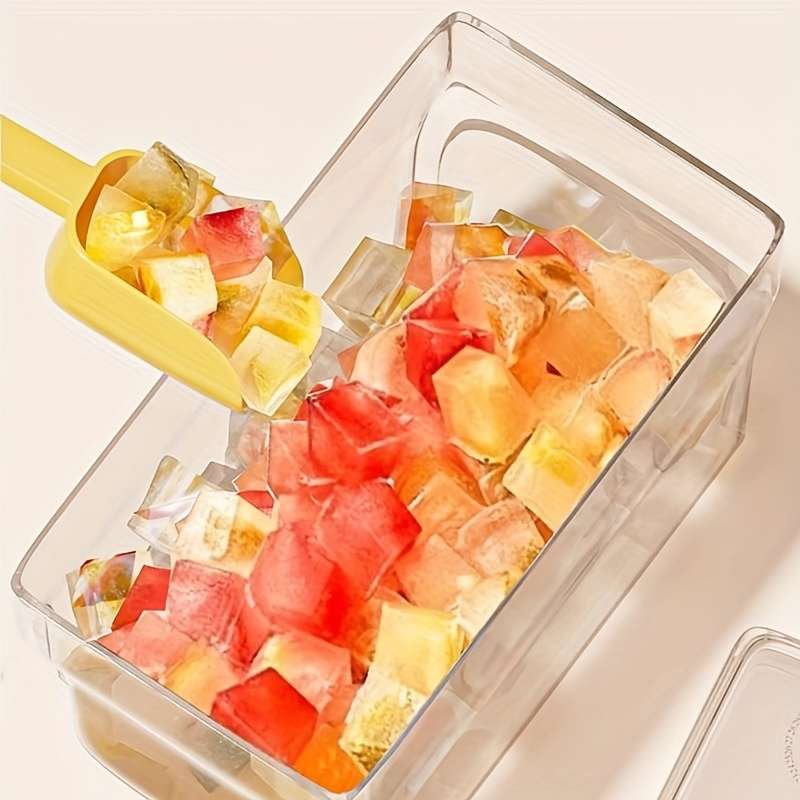 68-Cavity Double-Layer Press Type Ice Cube Tray with Storage Box Quick-Freeze Ice Maker for B