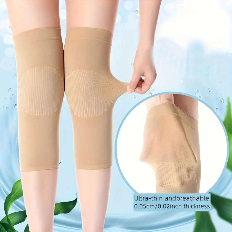 2pcs Ultra-Thin Short Breathable And Warm Knee And Leg Pads Seamless Invisible Elastic Knitted Knee