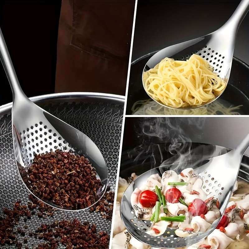 1pc LDQ Stainless Steel Kitchen Strainer Spoon Uncharged Durable with Perfect for Dumplings