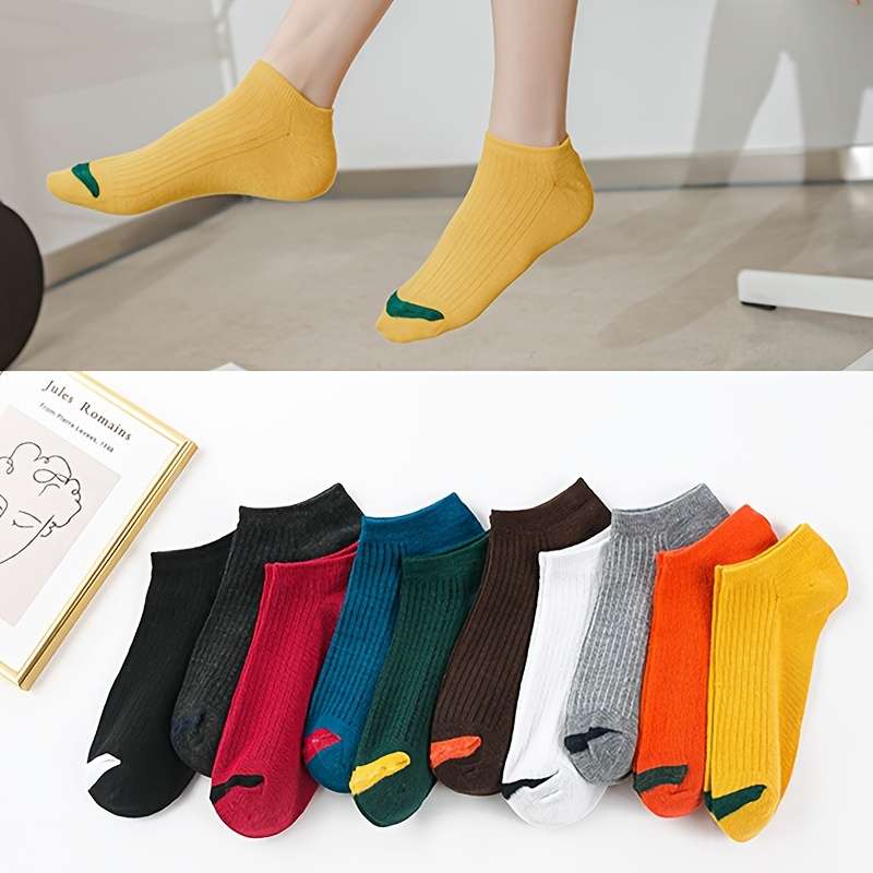 10 Pairs Of Mixed Colors One Size High Elastic Socks