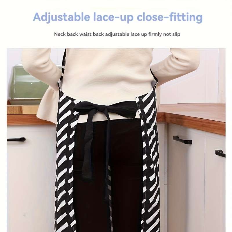 1pc Nordic-Inspired Cotton Knit Kitchen Apron with Large Front Pocket Sleeveless Cooking Apron fo