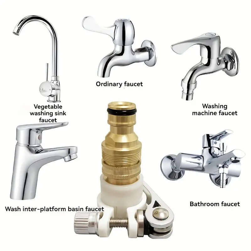 1pc Universal Copper Three-in-One Water Pipe Quick Connect Fittings Faucet Universal Connector Set W