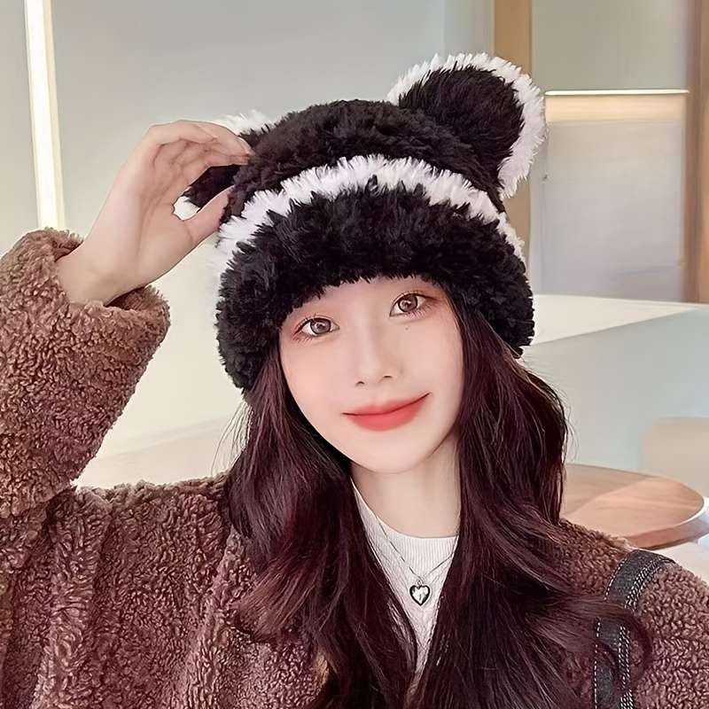 Hat Black With White Stripes On The Edge Size One Size