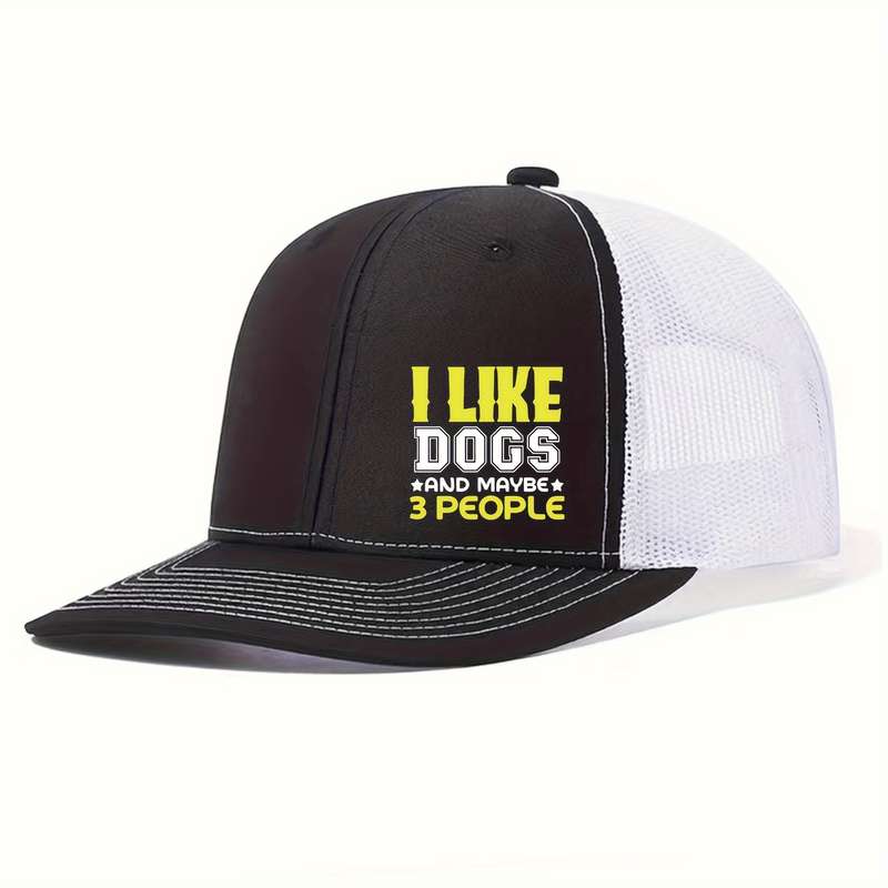 1pc I Like Dogs Funny Printed Trucker Hat Stylish Unisex Baseball Cap for Men Women Lightweig