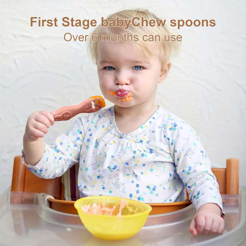 4pcs Baby Silicone Chewing Spoon Set Food Grade Silicone Spoon And Fork Set Silicone Spoon S