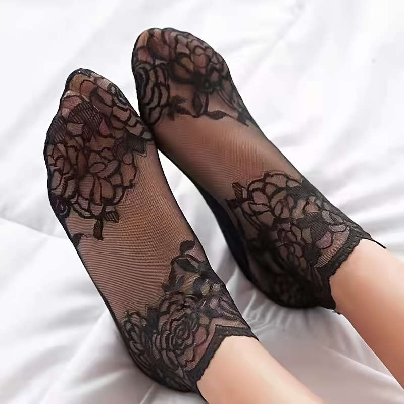 5 Pairs Black One Size High Elastic Socks
