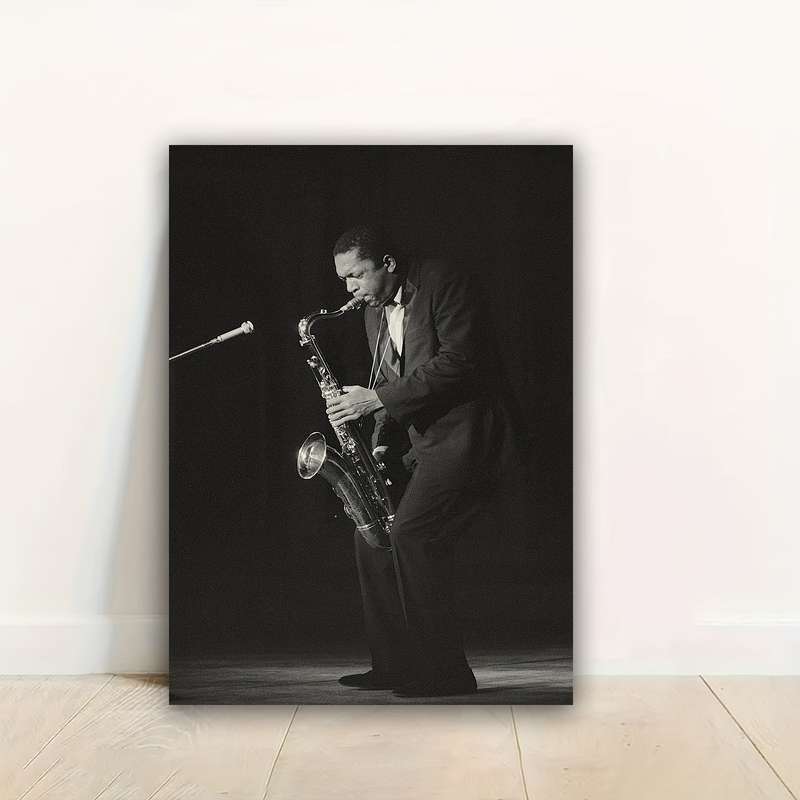 1pc  Frameless Star Art Deco Canvas Wall Art John Coltrane Jazz Poster Black White Saxophone