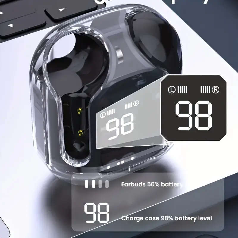 Wireless In-Ear Sports Headphones with LED Digital Display Plastic Rechargeable Lithium Polymer