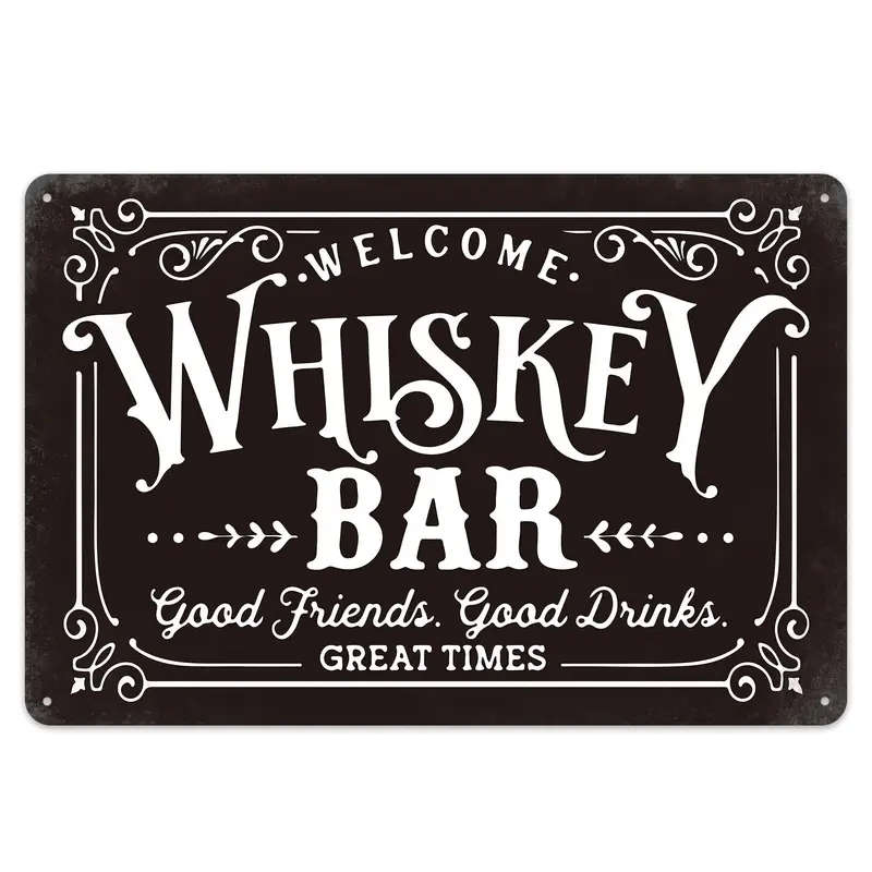 Whiskey Bar Vintage Metal Sign Waterproof and Weather Resistant Dad's Bar Wall Decor for Home Garden