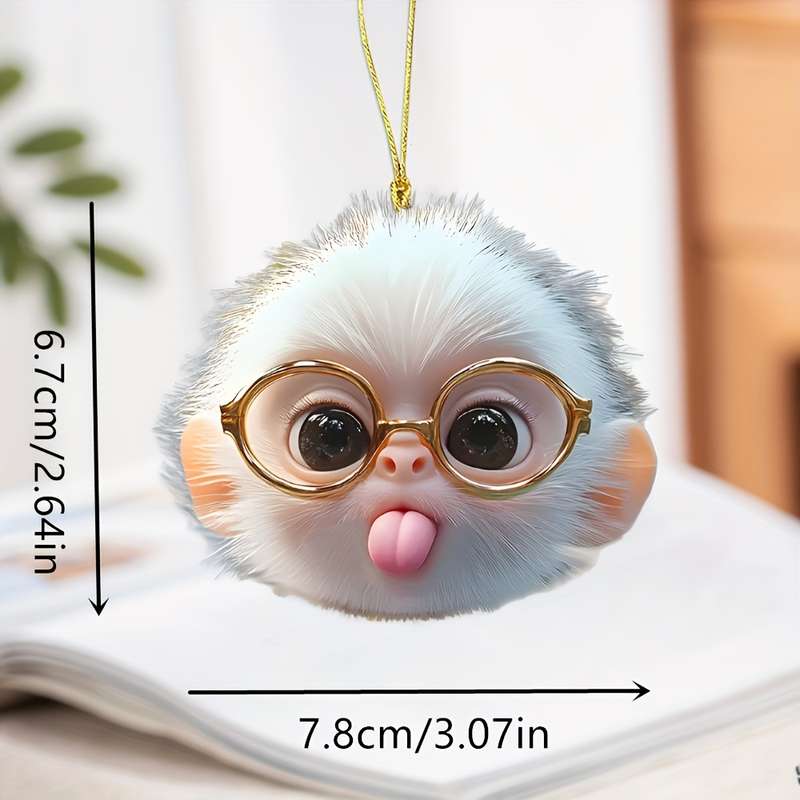1pc 2D Flat  s  Acrylic Car Hanging Cute Glasses Monkey Cartoon Animal Acrylic Ornament