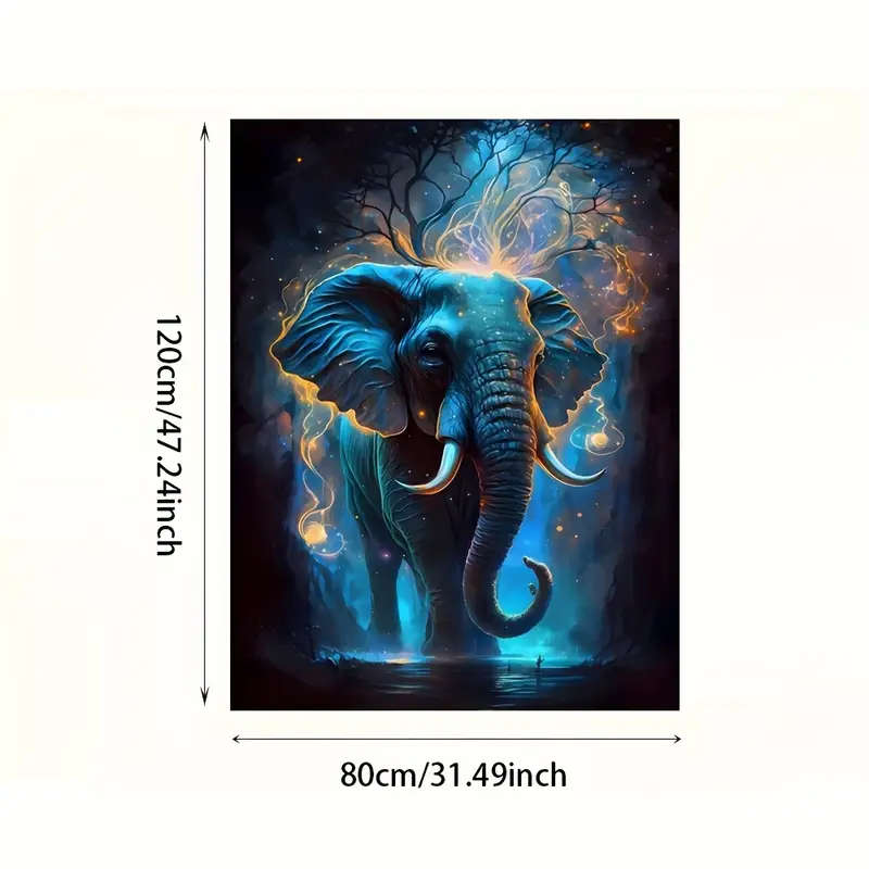 1pc Modern Abstract Elephant Print Canvas Art Frameless Wall Poster 31.49x47.24in 80cmx120cm for Liv