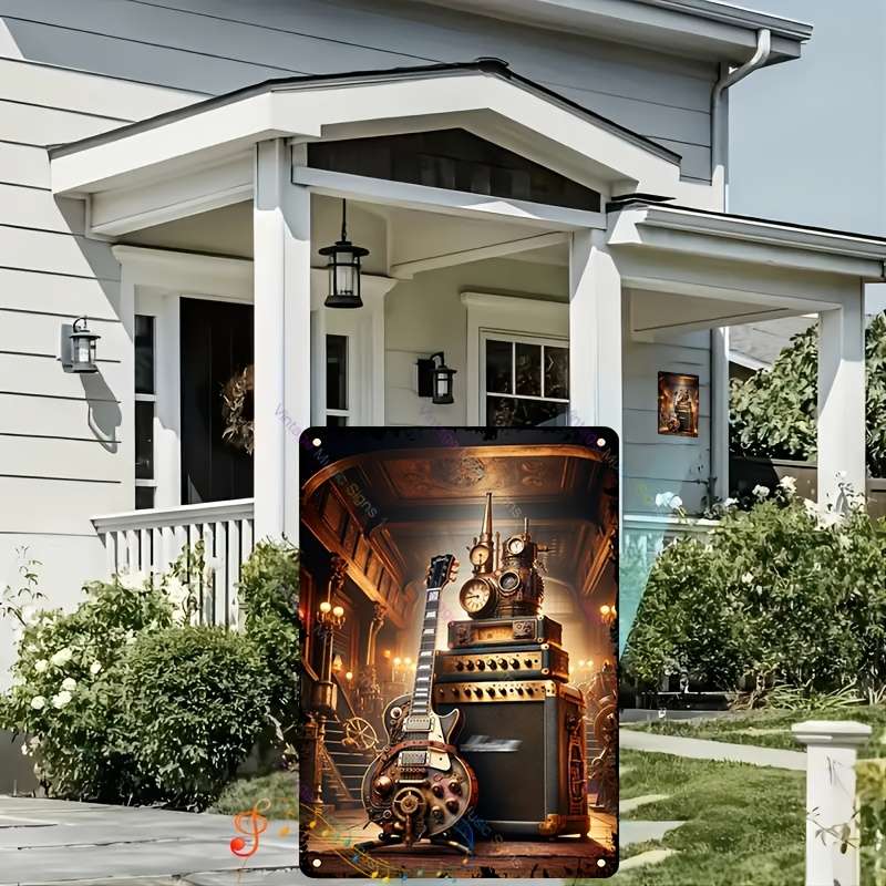 1pc Vintage Rock Band Metal Wall Art Plaque 20.07x29.97 cm HD Musician Decor with Amplifiers and