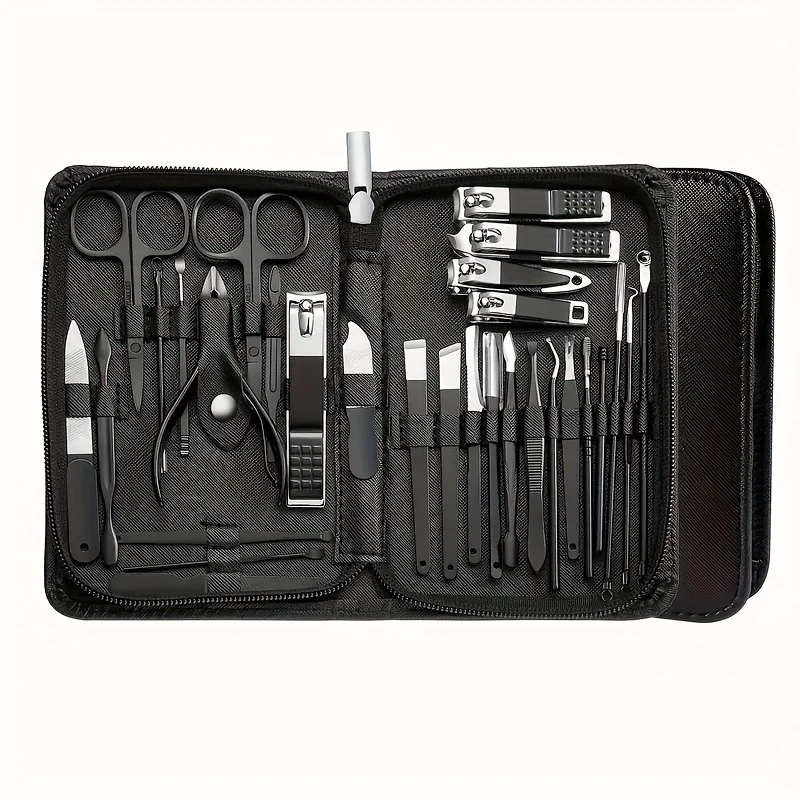 30pcs Modern Manicure Set Stainless Steel Nail Clippers Scissors Grooming Tools with Concave Blade