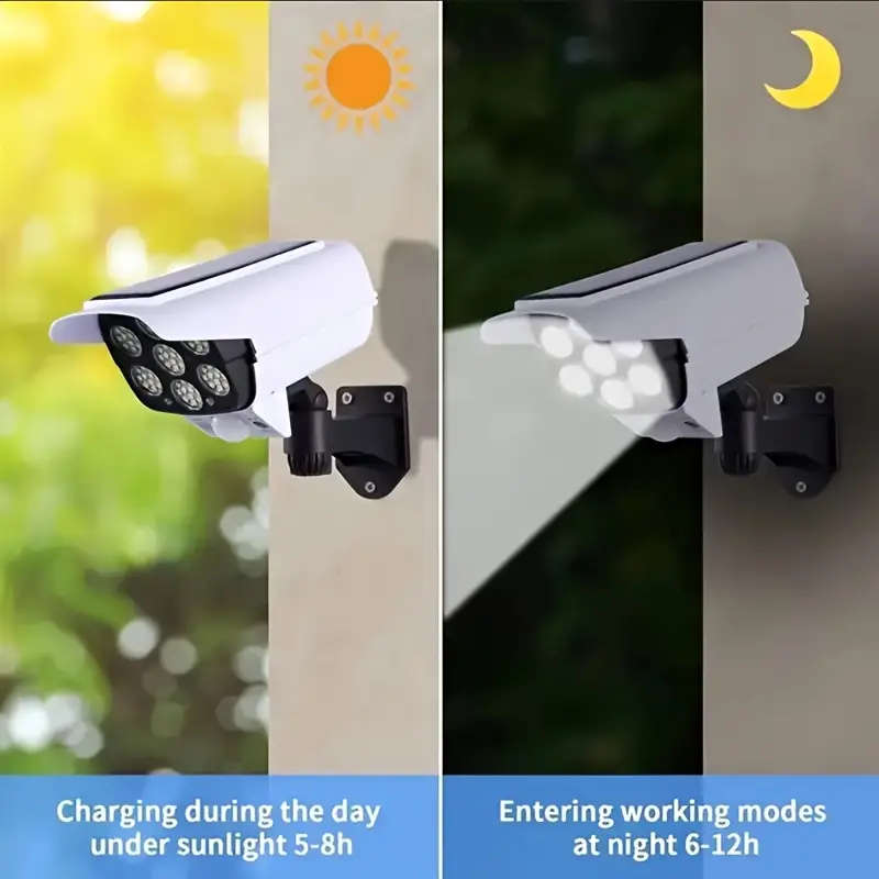 Outdoor Simulation Monitoring Light, Solar Sensor Light, Highly Sensitive Motion Sensor, No Wiring N