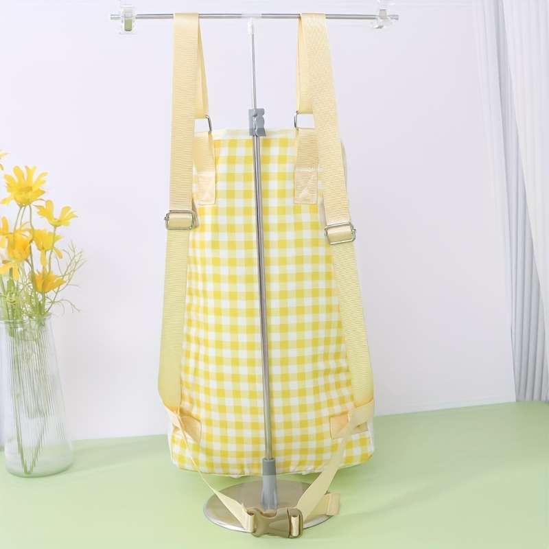 1pc Yellow Plaid M Pet Bag